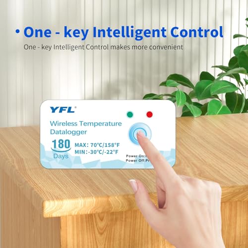 Image of YFL Wireless Temperature Data Logger Reusable Temperature Sensor USB-Free Thermometer Recorder High Accuracy Thermometer with PDF Reports 180 Days Low Temperature Monitor Indoor Outdoor-10 Packs