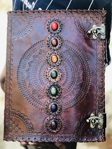 Carnet de notes en cuir marron pour poésie et croquis | Grand format médiéval artistique