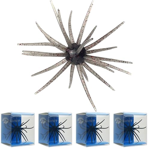 4Pcs Floating Sea Urchin Soft Lure | Tentacle Creature Lure 4.33 & 3.54 TPR Finesse Baits 5 Colors Ideal for Bass Fishing with Drop Shot Wacky Rig Neko Rig (B Large)