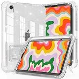 Rantice Case for iPad mini 6 2021, iPad mini 7 (A17 Pro) 2024 Case with Pencil Holder and Kickstand for Women Girl Kids, Slim Shockproof Clear Transparent Cover for iPad mini 8.3 inch (Clear+Glitter)