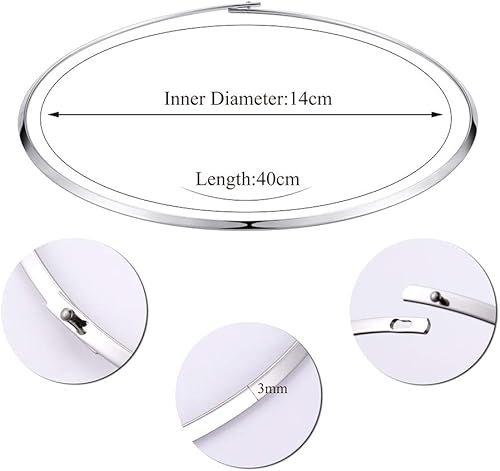 Miniatura 2 de HooAMI - Gargantilla de acero inoxidable color plateado acero inoxidable Alambre plateado BETY120844 plateado, (2Pcs Silver), 2 unidades, oro