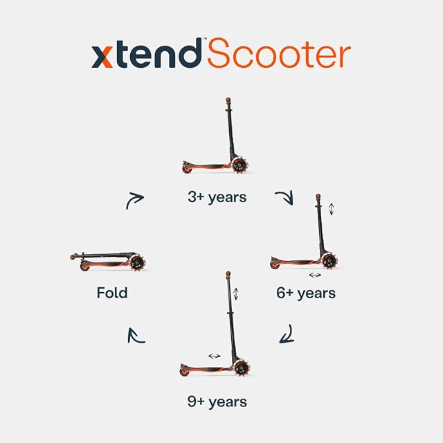 Foto 3 de 8 de smarTrike Xtend Kickboard - Patinete Plegable para niños de 3 a 12 años, Ruedas LED XL, Color Naranja