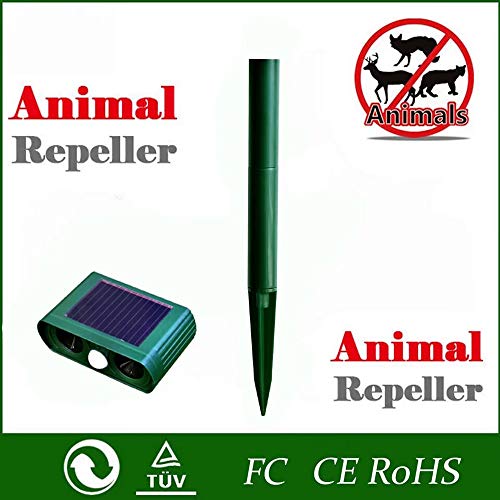 Ajcoflt Energia solar ao ar livre Ultra-sônico Repelente de Animais Dissuasor Cão/Gato/Pássaro/Toupe