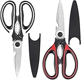 2-Packs Kitchen Multifunctional Shears Stainless Steel Scissors for Meat & Vegetables Sharp Practical Shears with Blade Cover
