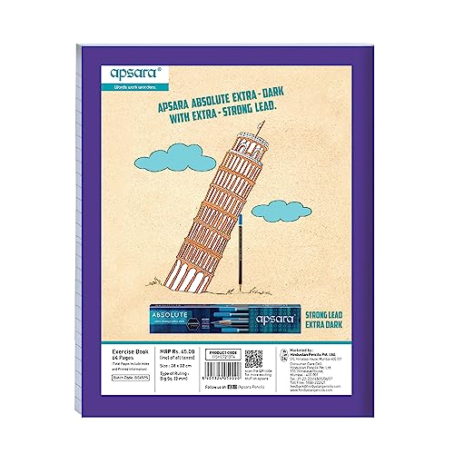 Image of Apsara Graph Paper Books for School & College | Graph Books A4 Size | 28 CM x 22 CM Approx - 64 Pages | Numbered Pages and Ruled Margins | Graph Sheets with 2 MM Square for Maths | Set of 12 Graph book