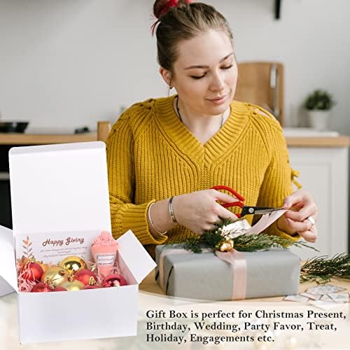 20x20x10cm White Gift Boxes With Lids for Empty Box, TivsiVer 12Pcs Presents Boxes for for Gifts, Paper Wedding Favor Boxes,Birthday Gift Box Bulk, Party Favor Boxes