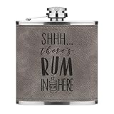 6oz Petaca de Acero Inoxidable con Gris Piel Sintética PU de Lujo Siente Texturizado Manga