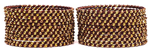 Image of Swara Creations Metal bangles /kada Set wrapped in Silk Thread & golden dots for Women & Girls (24 Pcs)