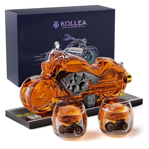 Kollea Motorcycle Whiskey Decanter Gift Set with 2 Glasses