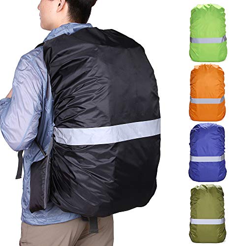 KKmoon Capa de mochila com faixa reflexiva feminina homem bolsa impermeável capa de chuva para cicli