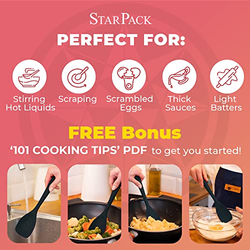 Starpack Basics Silicone Spatula Spoon (Spoonula) - Spatulas Silicone Heat Resistant To 480°F - Hygienic One Piece Rubber Spatula Spoon Design - Spoon Spatulas For Nonstick Cookware (Gray Black) #TOP4