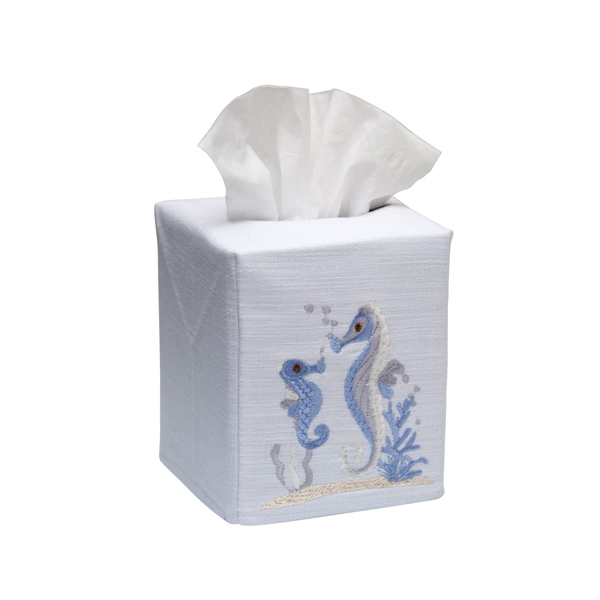Jacaranda LivingTissue Box Cover, Linen Cotton, White, One Size