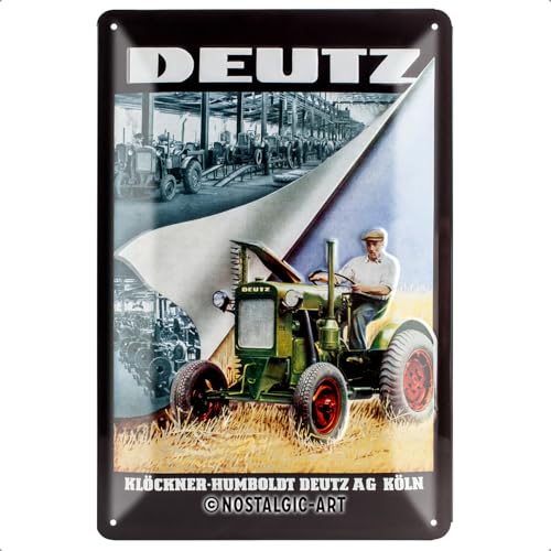 Nostalgic-Art Targa Vintage Farmlands – Deutz Klöckner – Idea Regalo per Amanti dei trattori, in Metallo, Design Retro per Decorazione, 20 x 30 cm