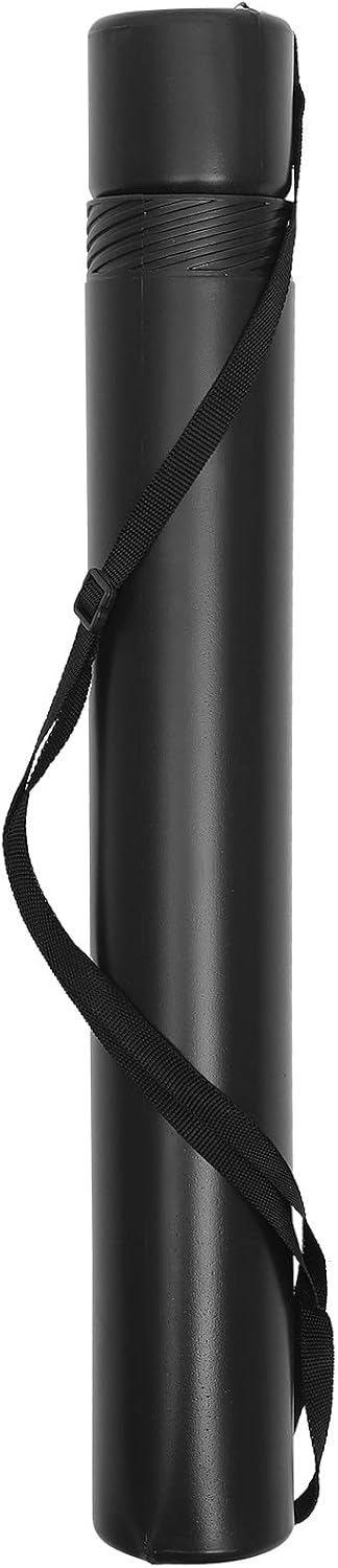 Healifty Expandable Telescopic Art Carrying Case and Poster Holder Tube, Black Adjustable Drawing Storage Tube with Strap for Artists and Outdoor Transport Style