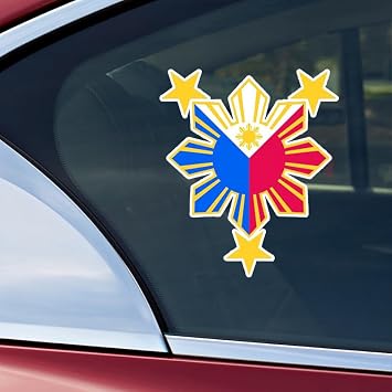 2pcs Philippine Star Vinyl Car Decal 4.33"x5.12", National Symbol Sticker for Car, Truck, Window, Laptop, Filipino Pride Gift | #TM17