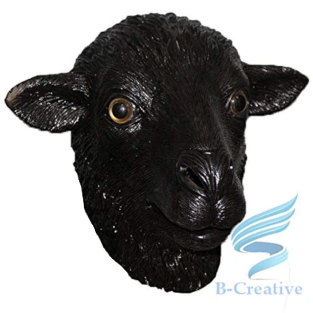B-Creative Latex Full Head Overhead Animal Cosplay Masquerade Fancy Dress Up Carnival Mask (Black Sheep Mask)