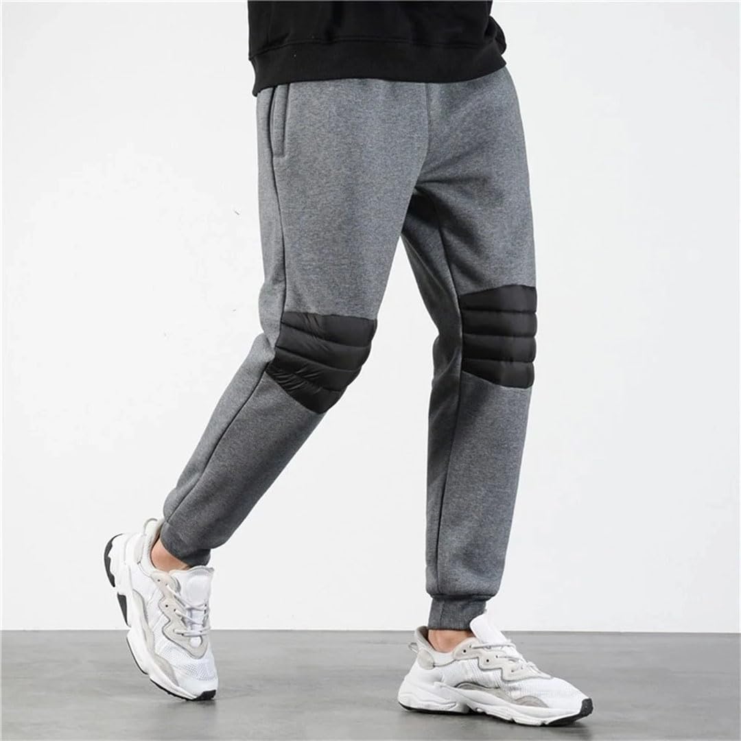 Męskie spodnie zimowe z podszewką futrzaną joggery grube spodnie dresowe spodnie ze sznurkiem męskie outdoorowe ciepłe spodnie polarowe