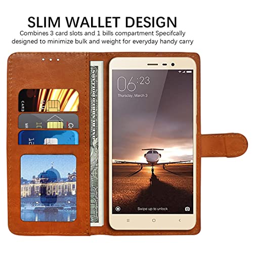 Image of Flip Cover Back Case for Mi Redmi Note 3 | Premium Leather Finish | Inbuilt Pockets & Stand | Flip Cover Back Case for Mi Redmi Note 3 (CamelBlue)
