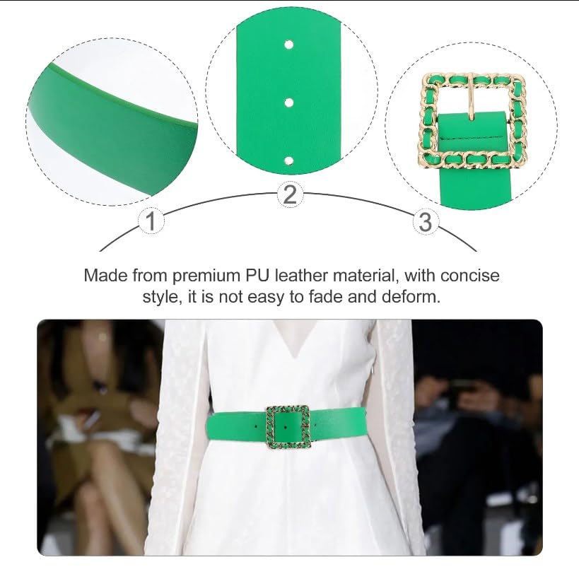 LUOZZY St. Patrick's Day Green Waist Belt Pants Square Buckle Women Casual Belt for Women Costume Decoration3