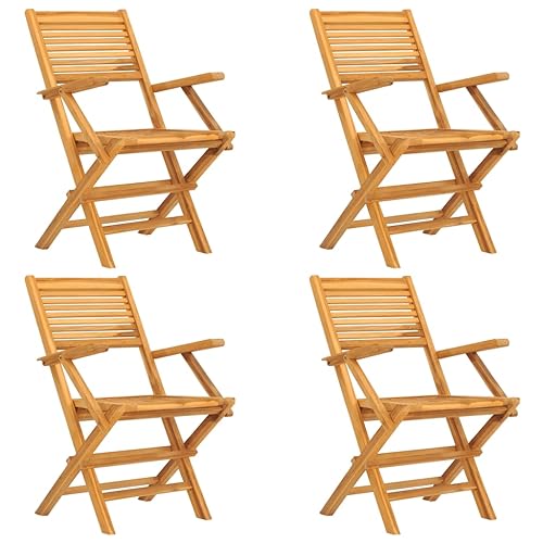 RINDIGOO 5 Piece Patio Dining Set Solid Wood Teak,Teak Wood Patio Dining Set with Comfortable Folding Chairs Patio Furniture, Outdoor Furniture Sets - Thumbnail 3