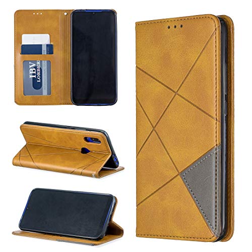 Protection cuir Xiaomi Redmi 7 jaune avec rabat magnétique
