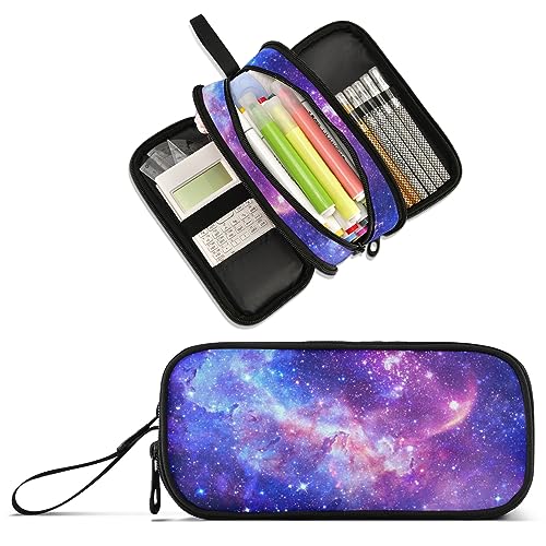 Image of Galaxy Large Capacity Pencil Case Pencil Pouch Pen Box | 3 Compartment Large Storage Pencil Bag for Adults School Office Teen Girl Boy Men Women
