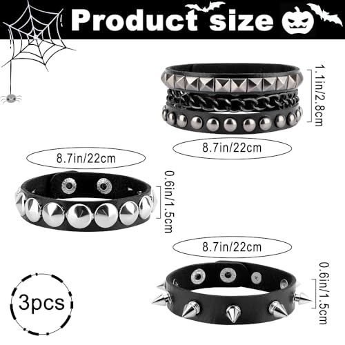 Studded Bracelet, Spike Punk Goth Punk Leather Jewelry Bracelets for Women Men2