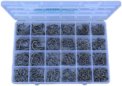Freshwater Saltwater Fish Hooks Bulk Fishing Hooks Set Worm Catfish Hooks Fish Gear Equipment Supplies(400 PCS)