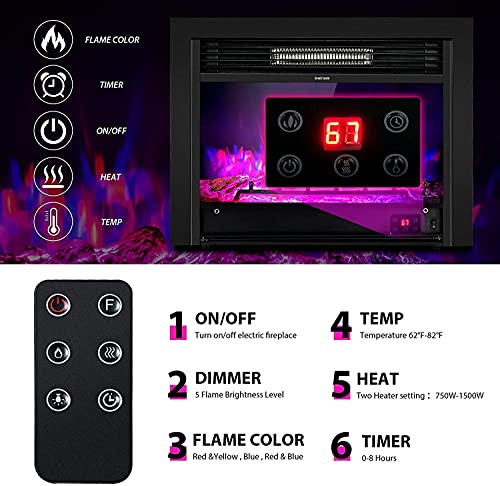 Topment 28.5" Recessed Electric Fireplace, Freestanding Fireplace Insert With Touch Screen Control Panel, Remote Control, Over-Heating Protection, 750-1500W Recessed In-Wall Heater With Timer #TOP4