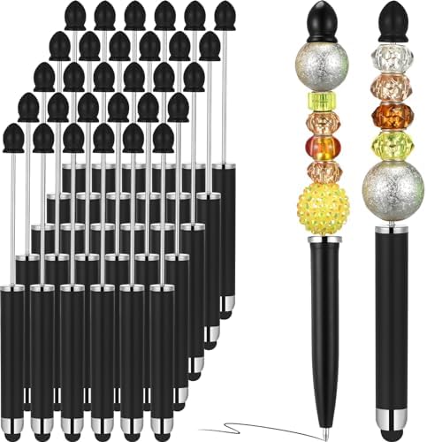 MiSiBao Stylus-Stifte (10 Stück) – Kugelschreiber Mit Touchscreen-Spitze, Kristall-Design, Schwarz, Mittlere Spitze