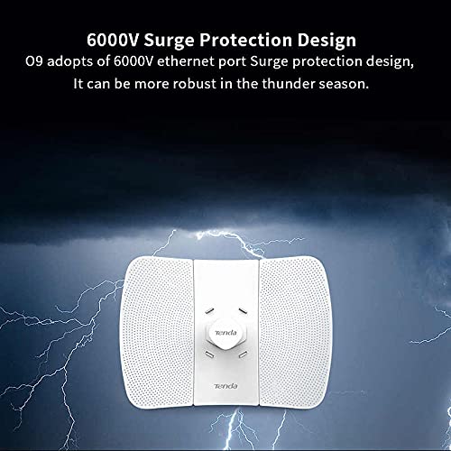 Tenda O9 with lightning bolts indicating surge protection