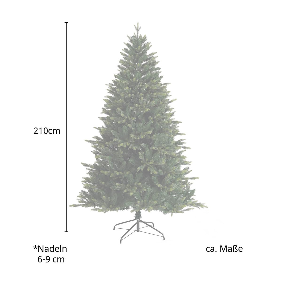 SVITA Sapin de Noël artificiel faux arbre de qualité supérieure - 210 cm - Avec support en métal - Système de pliage