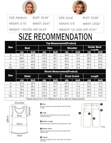 Ekouaer 2 Pack Pajamas for Women Set Tank Top and Shorts Pjs Soft Sleeveless Sleepwear Summer Loungewear,M
