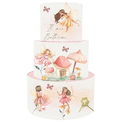 irpot Torta scenografica per Festa a Tema allestimento Sweet Table bellissime e Super Colorate Battesimo Nascita Compleanno Festa Torte Finta (Giardino delle Fate)