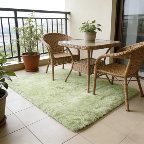 Tapis de chambre doux 80x340 cm vert clair haute densité