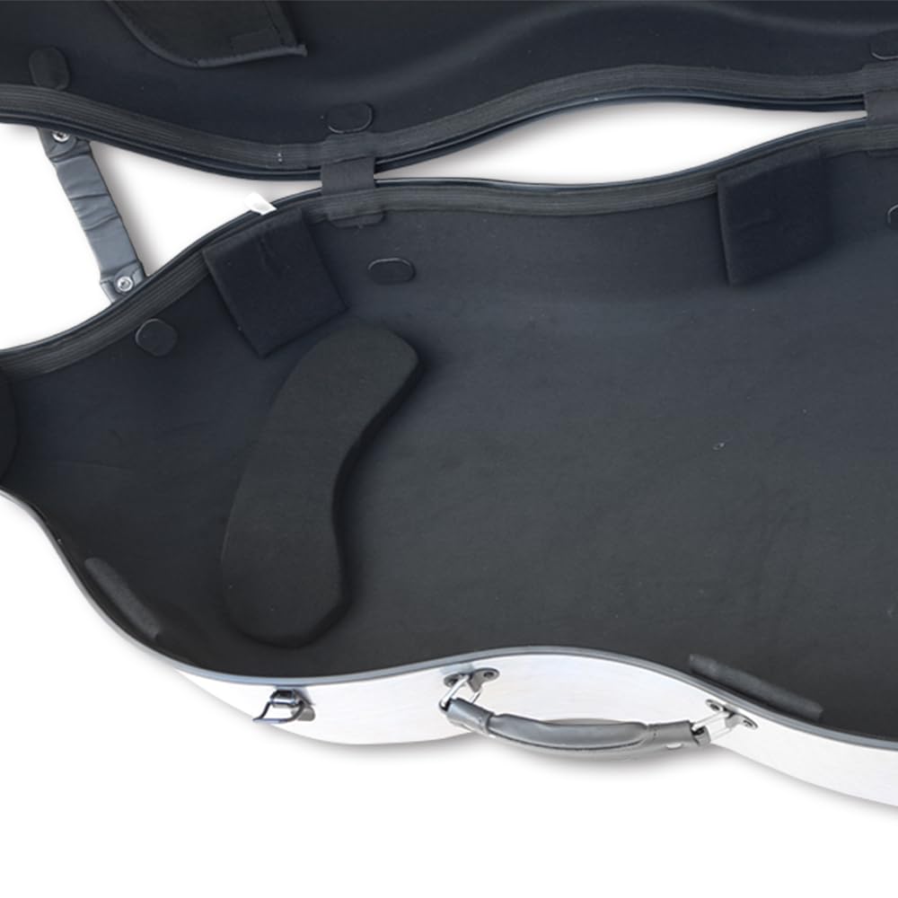 Custodia per violoncello 4/4 in fibra di carbonio con manico integrato, cinghie, ruote, custodia protettiva rigida per viaggi e prestazioni (argento)