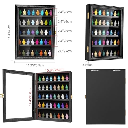 Minifigure Display Case - Mini Figure Display Case and Building Block Toy Cabinet Showcase for Miniature Collectibles Including Mini Brands and Thimbles - 2.4" Shelf Spacing and 98% UV Protection - image 5