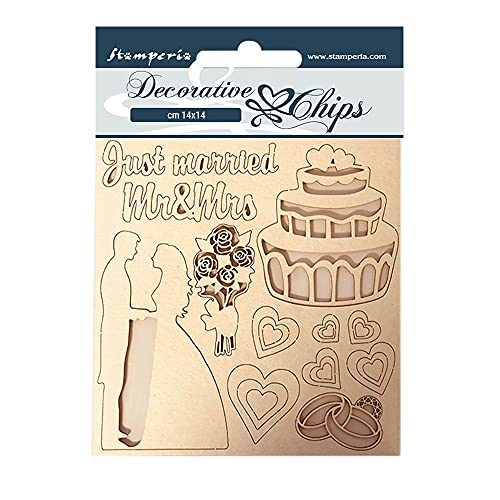 Stamperia International Sleeping Beauty Just Married Chips Decorativi-Bellezza Addormentata Appena Sposata, Vario, 9.5 X 9.5 Cm