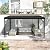 MUPATER 10'x 14' Gazebo, Outdoor Pergola on Clearance with Aluminum Frame, Lean to Pergola Gazebo,Wall-Mounted Heavy Duty Awnings for Patio,Deck, Porch and Backyard