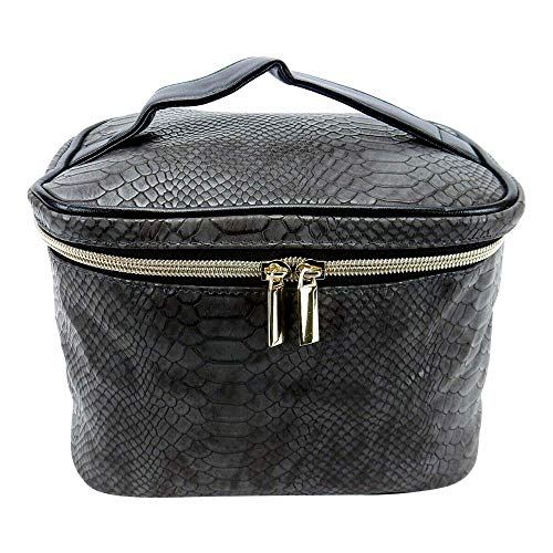 ðŠð¢ð§ð ð¬ð¥ðžð² Makeup Train Case - Travel Makeup Case - Cosmetic Travel Bag - Hard Train Case - Makeup Cosmetic Bag, Zippered Closure, Faux Reptile Shell, TC-179
