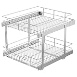 2 Tier Pull Out Cabinet Organizer 20' W X 22' D, Slide Out Drawers For Kitchen Cabinets, Pull Out Drawers For Cabinets Capacity Heavy Duty Caddy, Cabinet Pullout Shelves Chrome-Plated,Bathroom Pantry