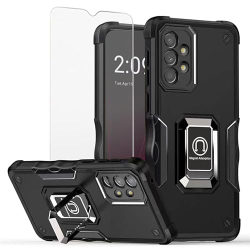 Vatkyc For Samsung Galaxy A53 5G Case, With Clear Screen Protector[Military Grade] Heavy Duty Protective Cover, Magnetic Support Ring Kickstand Phone Case For Samsung Galaxy A53 5G A536(Black) #TOP6