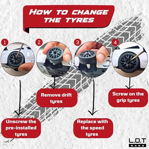 Image of L.O.T TOYS Flare Remote Control Car | 20Kmph, 2.4Ghz | Rc, Remote, Rc Drift Car, 4 Wheel Drive, Boost Mode, Long Range Remote, Hard Plastic Top with LED Head Light (Underground Grey)