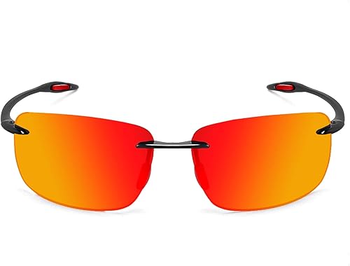 Miniatura 2 de JULI - Lentes de sol polarizados deportivos para hombres y mujeres, marco sin montura Tr90 para correr, pesca, golf, surf, conducción (rojo)