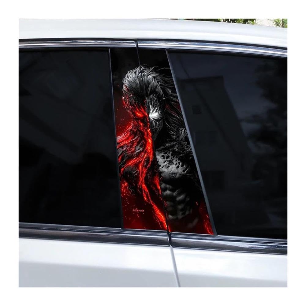 Body Parts 2pcs Horror Skull Grim Reaper Car Center Pillar Stickers Vinyl Self-Adhesive Stickers(C)