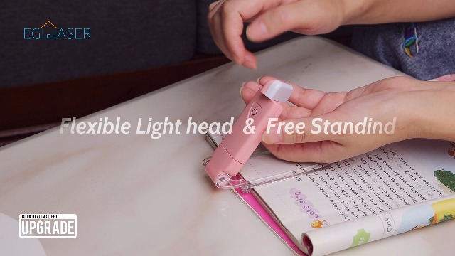 Image of EGWASER Book Reading Light, Portable USB Rechargeable LED Clip on Book Lights for Reading in Bed, 3 Brightness Adjustable Dimmable Bookmark Light for Eye-Protection, Reading Lamp(Pink)