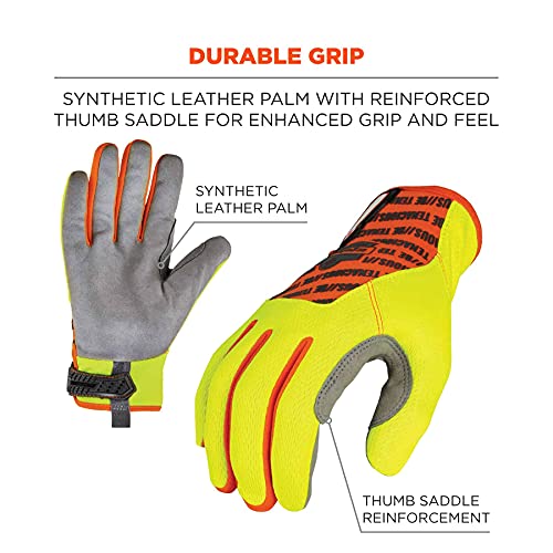 Proflex 812 Work Gloves, High Visibility, Synthetic Leather Palm, X-Large, Lime #TOP2
