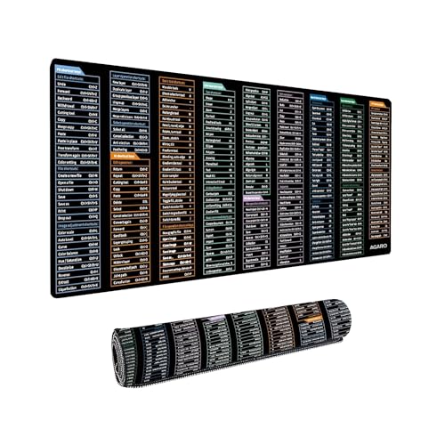 Image of AGARO Keyboard Shortcut Deskmat, Extra Large Desk Mouse Pad with Windows & Office Shortcuts, Anti-Slip Rubber Base, Smooth Fabric Surface, Waterproof, Durable & Ideal for Office, Home & Students