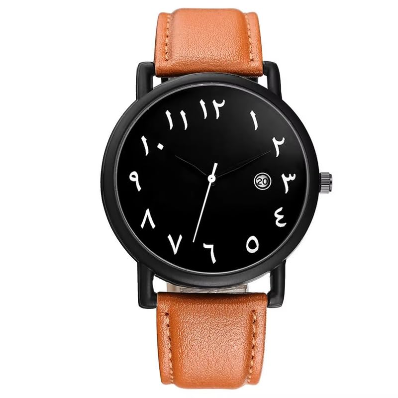 Image of Havilah Big Plate Arab Numbers Scales Watch for Men Arab Number Watch White Black
