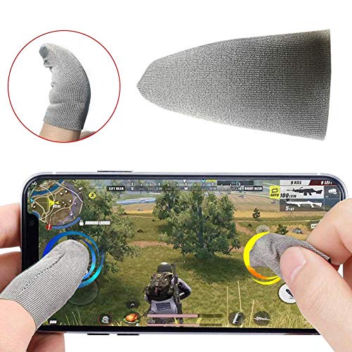 Gaming Finger Sleeve, Mobile Game Controller Touchscreen Finger Sleeve Set of 2 Anti-Sweat Breathable Sensitive Shoot Aim Joysticks Finger Cot for PUBG/Knives Out/Rules of Survival